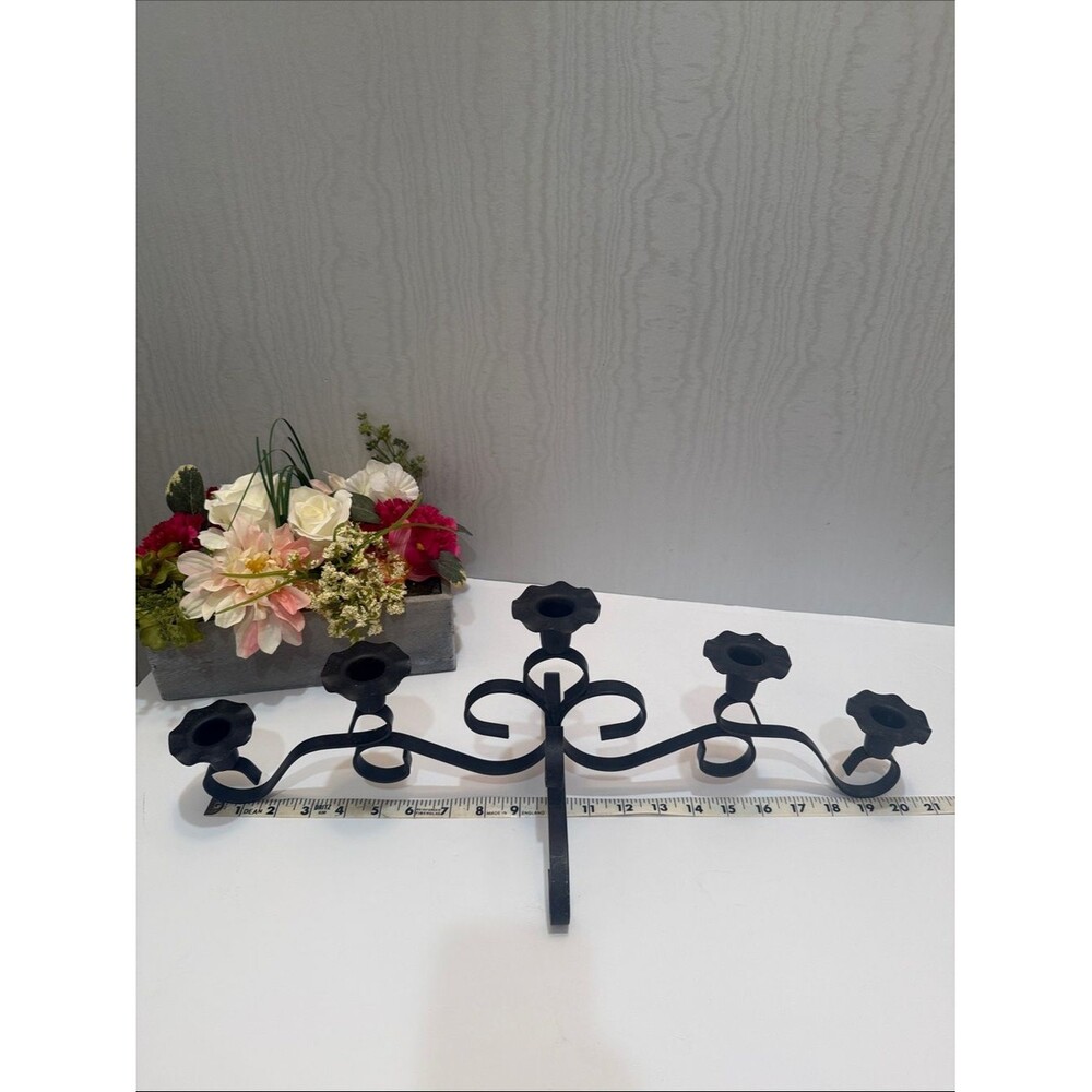 Vintage Black Wrought Iron Candelabra Gothic
